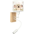 BRILAGI - Lámpara LED infantil flexible de pared BOBO WOOD 1xE27/25W/230V + LED/3W roble/blanco/rosa/hadas