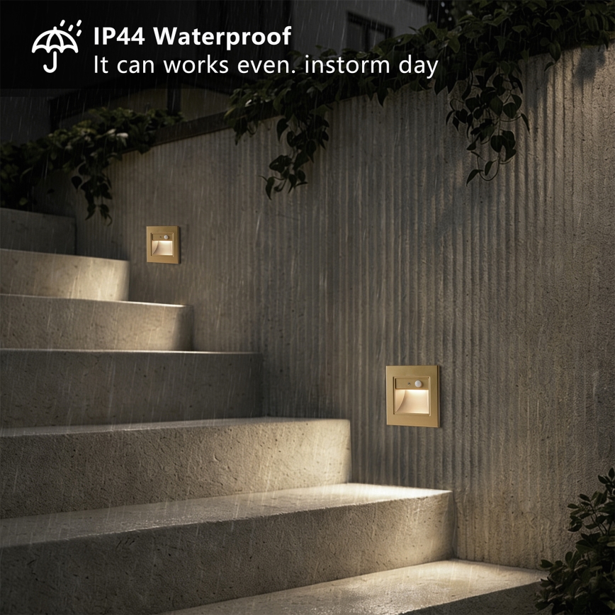 Brilagi - Lámpara LED de escalera con sensor STEP LIGHT LED/1,5W/230V IP44 dorada