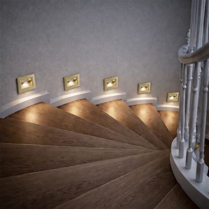 Brilagi - Lámpara LED de escalera con sensor STEP LIGHT LED/1,5W/230V IP44 dorada