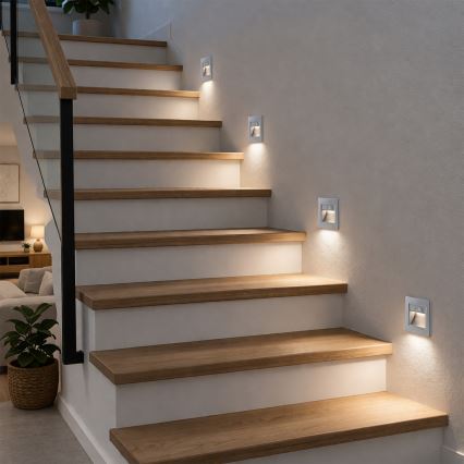 Brilagi - Luz LED para escalera con sensor STEP LIGHT LED/1,5W/230V IP44 plateada