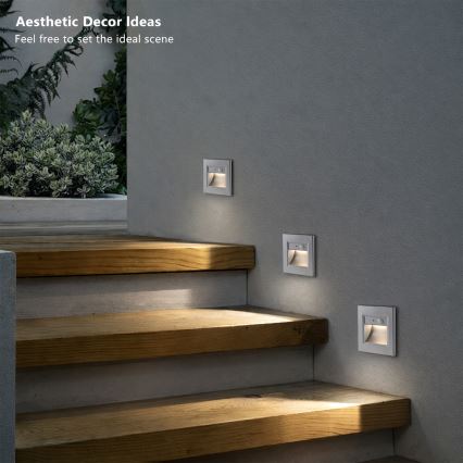 Brilagi - Luz LED para escalera con sensor STEP LIGHT LED/1,5W/230V IP44 plateada