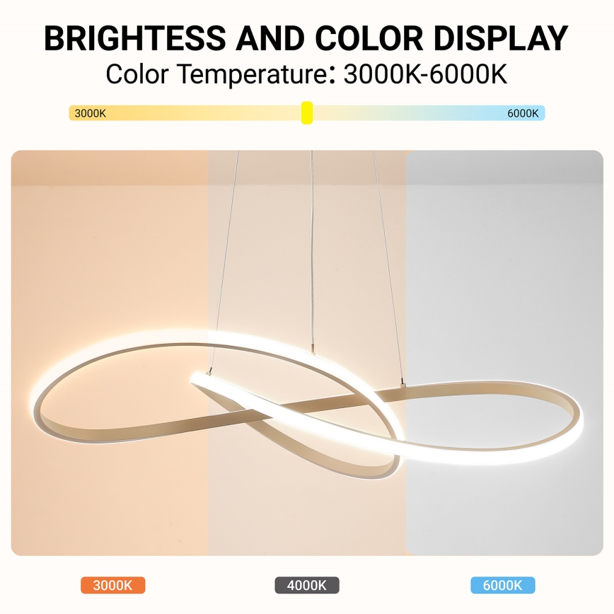 Brilagi - Lámpara colgante regulable LED en cable INFINITY LED/80W/230V 3000-6000K 80x80 cm beige + mando a distancia