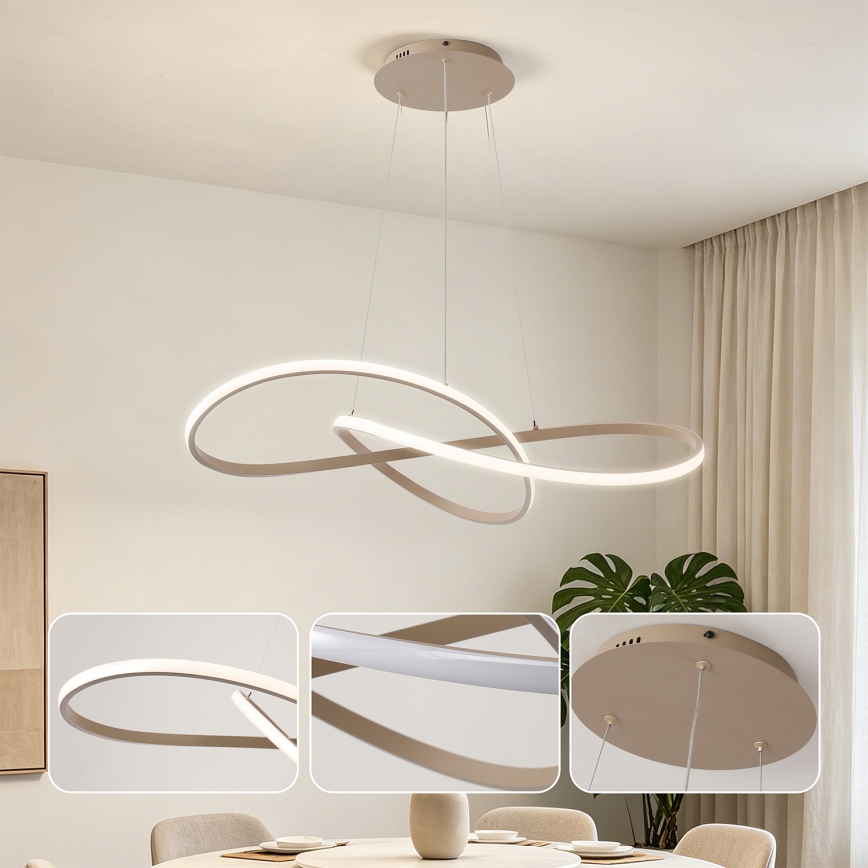Brilagi - Lámpara colgante regulable LED en cable INFINITY LED/80W/230V 3000-6000K 80x80 cm beige + mando a distancia