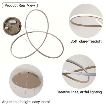 Brilagi - Lámpara colgante regulable LED en cable INFINITY LED/80W/230V 3000-6000K 80x80 cm beige + mando a distancia