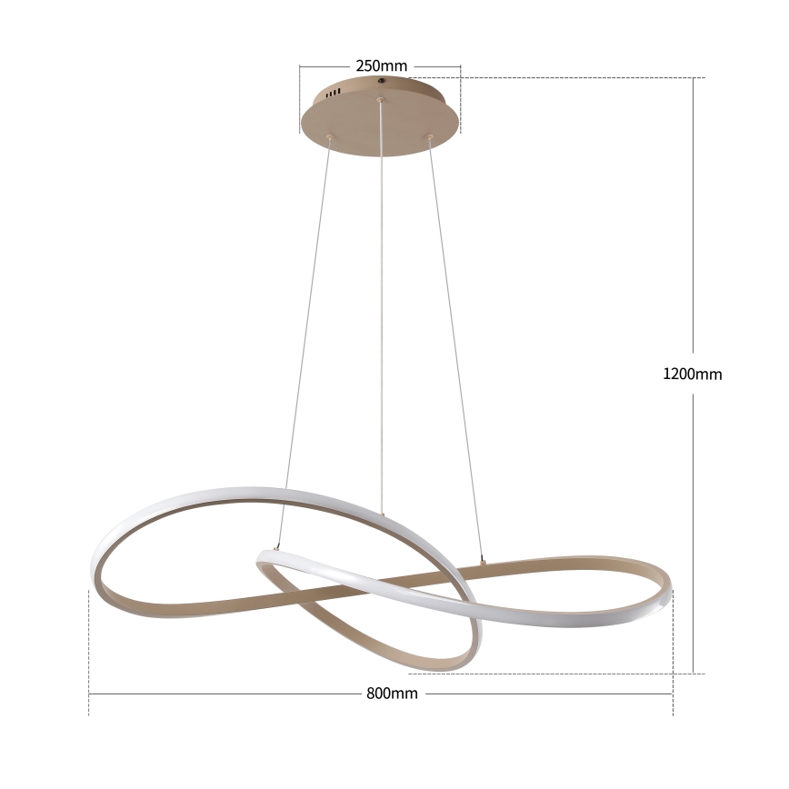 Brilagi - Lámpara colgante regulable LED en cable INFINITY LED/80W/230V 3000-6000K 80x80 cm beige + mando a distancia