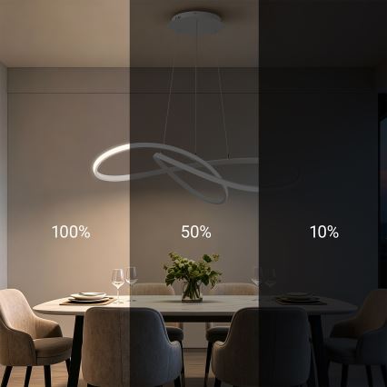 Brilagi - Lámpara colgante LED regulable suspendida por cable INFINITY LED/80W/230V 3000-6000K 80x80 cm blanca + mando a distancia
