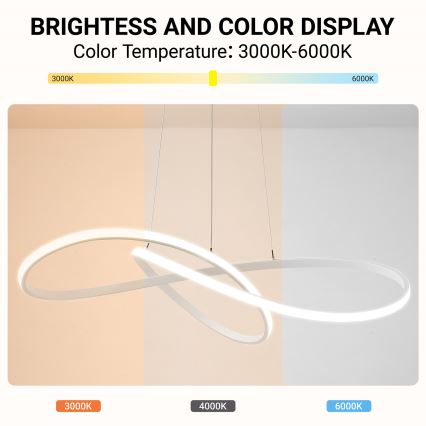 Brilagi - Lámpara colgante LED regulable suspendida por cable INFINITY LED/80W/230V 3000-6000K 80x80 cm blanca + mando a distancia