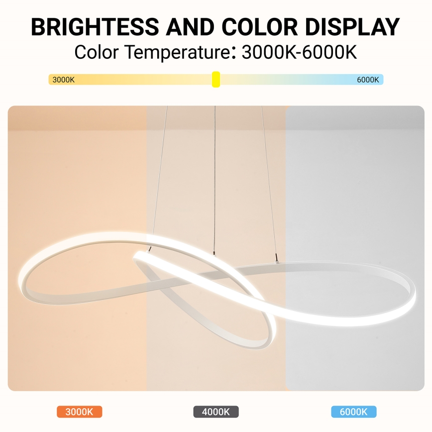 Brilagi - Lámpara colgante LED regulable suspendida por cable INFINITY LED/80W/230V 3000-6000K 80x80 cm blanca + mando a distancia