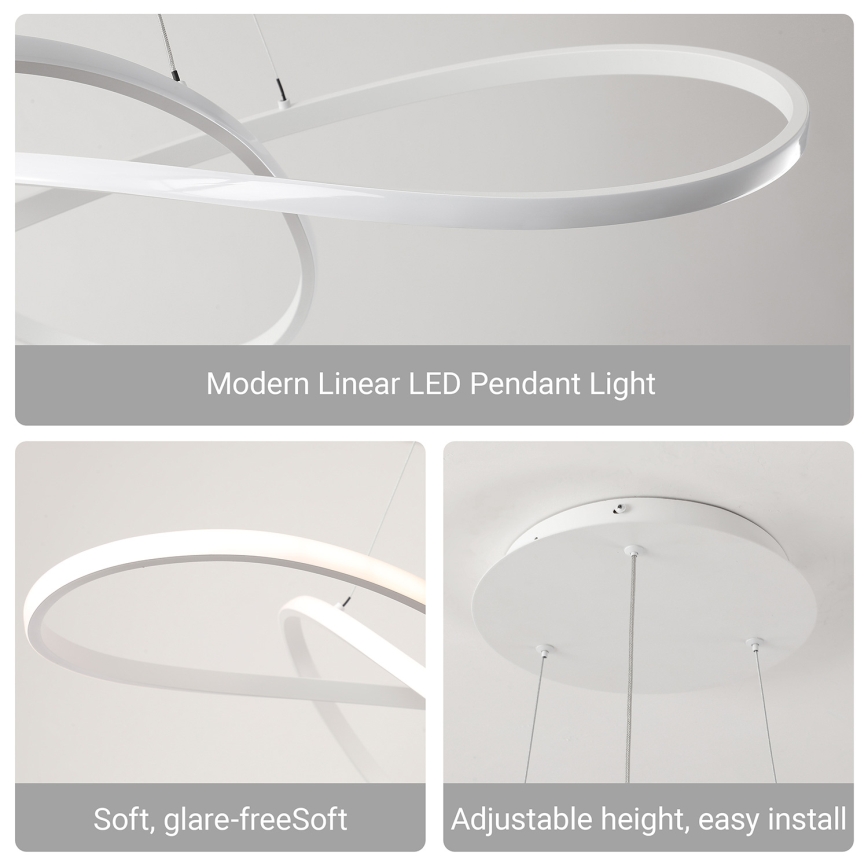 Brilagi - Lámpara colgante LED regulable suspendida por cable INFINITY LED/80W/230V 3000-6000K 80x80 cm blanca + mando a distancia