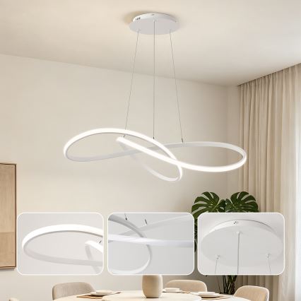 Brilagi - Lámpara colgante LED regulable suspendida por cable INFINITY LED/80W/230V 3000-6000K 80x80 cm blanca + mando a distancia