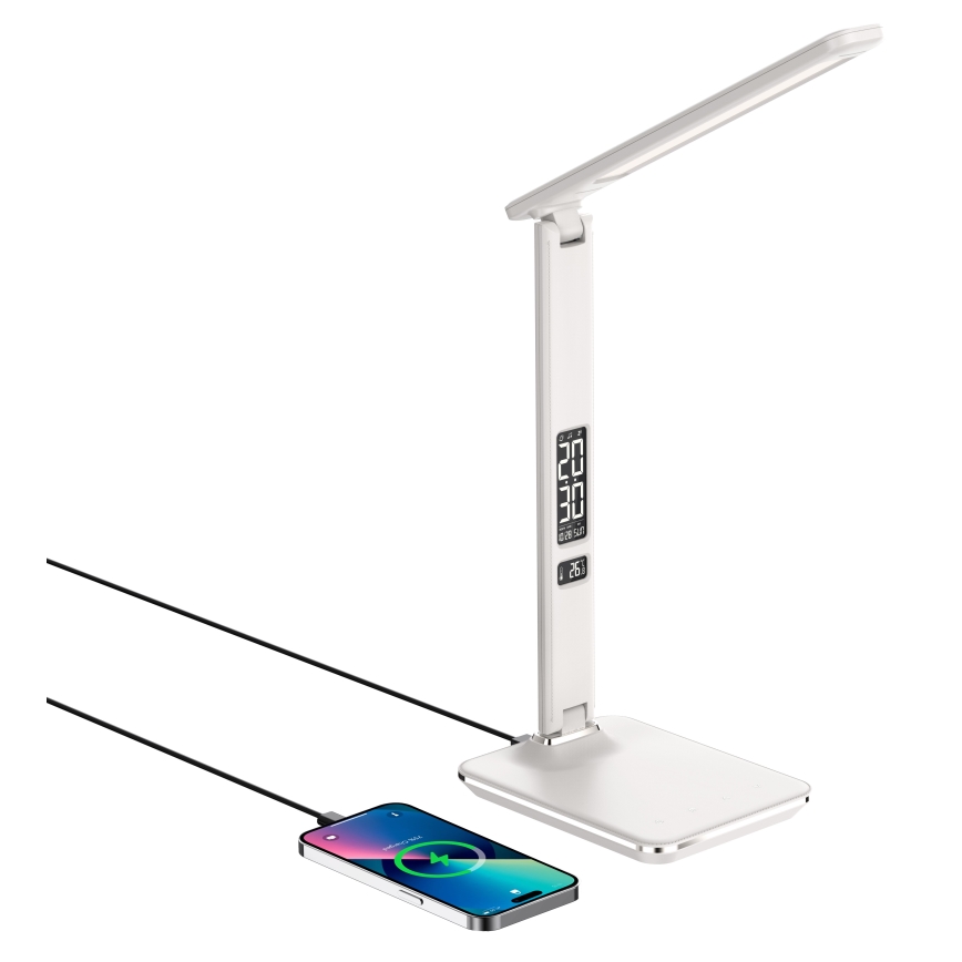 Brilagi - Lámpara de mesa LED regulable con carga inalámbrica Qi y USB REGINA LED/8,5W/230V blanco