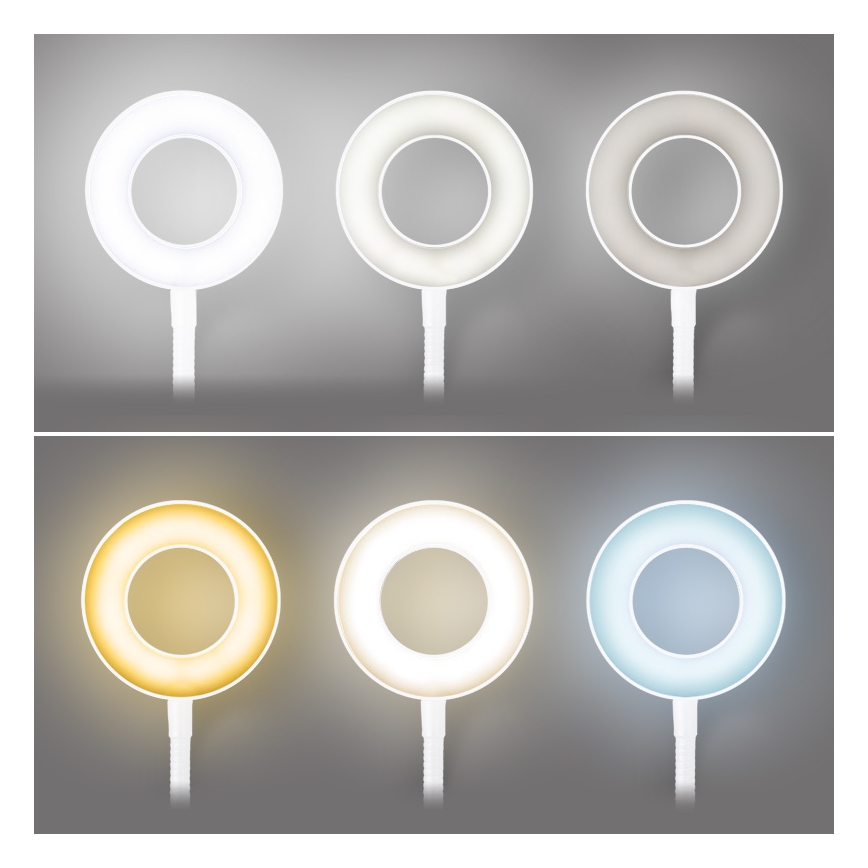 Brilagi - Lámpara LED regulable con pinza ORBELA LED/8W/5V 3000/4000/5000K blanca