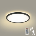 Brilagi - Lámpara LED regulable con sensor de movimiento y crepúsculo ULTRA SLIM LED/18W/230V Ø 30 cm + mando a distancia