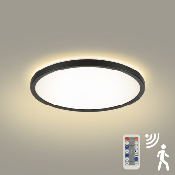 Brilagi - Lámpara LED regulable con sensor de movimiento y crepúsculo ULTRA SLIM LED/18W/230V Ø 30 cm + mando a distancia