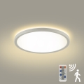 Brilagi - Lámpara LED regulable con sensor de movimiento y crepúsculo ULTRA SLIM LED/18W/230V Ø 30 cm + mando a distancia
