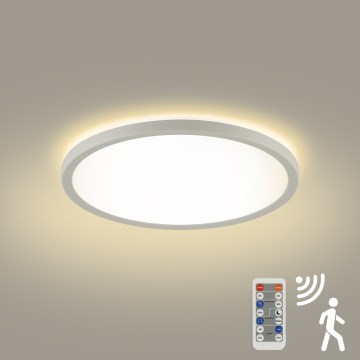 Brilagi - Lámpara LED regulable con sensor de movimiento y crepúsculo ULTRA SLIM LED/18W/230V Ø 30 cm + mando a distancia