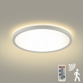 Brilagi - Lámpara LED regulable con sensor de movimiento y crepúsculo ULTRA SLIM LED/24W/230V Ø 42 cm + mando a distancia