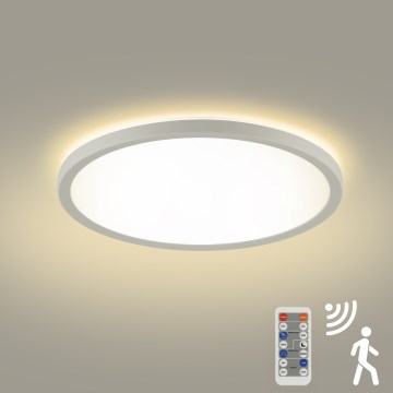 Brilagi - Lámpara LED regulable con sensor de movimiento y crepúsculo ULTRA SLIM LED/24W/230V Ø 42 cm + mando a distancia