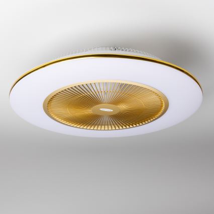 Brilagi - Lámpara LED regulable con ventilador AURA LED/38W/230V 3000-6000K dorado + control remoto