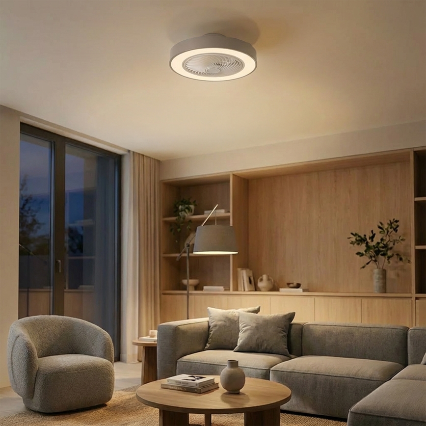Brilagi - Lámpara de techo LED regulable con ventilador LED/38W/230V 3000-6500K Ø 50 cm gris + mando a distancia