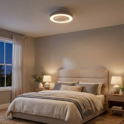 Brilagi - Lámpara de techo LED regulable con ventilador LED/38W/230V 3000-6500K Ø 50 cm gris + mando a distancia