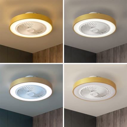 Brilagi - Lámpara de techo LED regulable con ventilador LED/38W/230V 3000-6500K Ø 50 cm dorada + mando a distancia