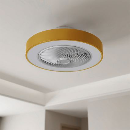 Brilagi - Lámpara de techo LED regulable con ventilador LED/38W/230V 3000-6500K Ø 50 cm dorada + mando a distancia