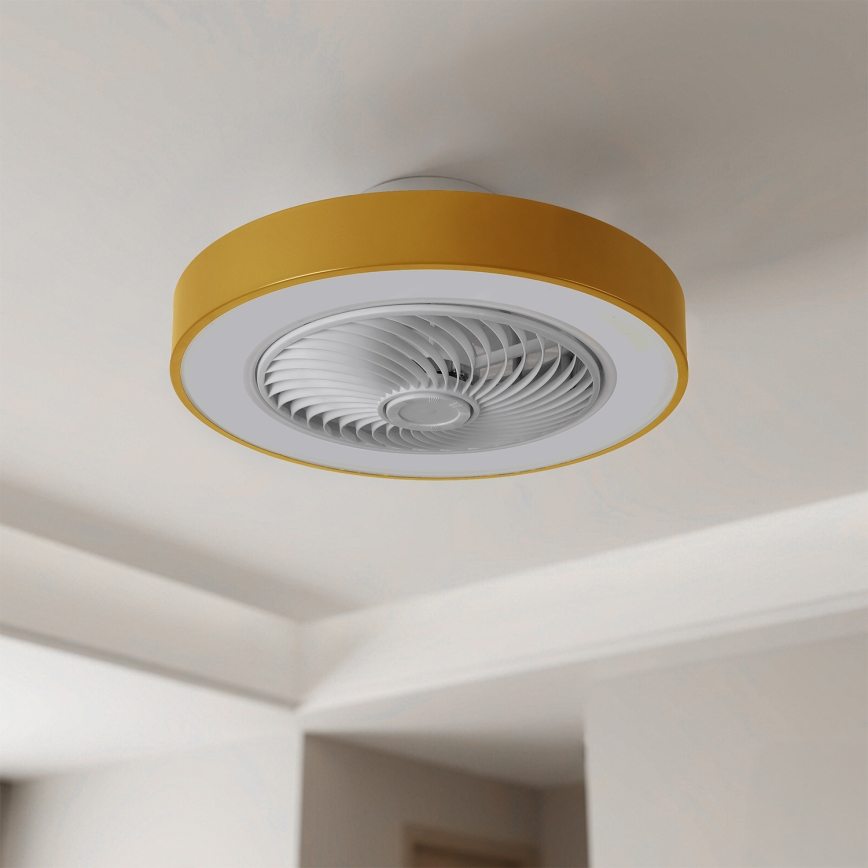 Brilagi - Lámpara de techo LED regulable con ventilador LED/38W/230V 3000-6500K Ø 50 cm dorada + mando a distancia