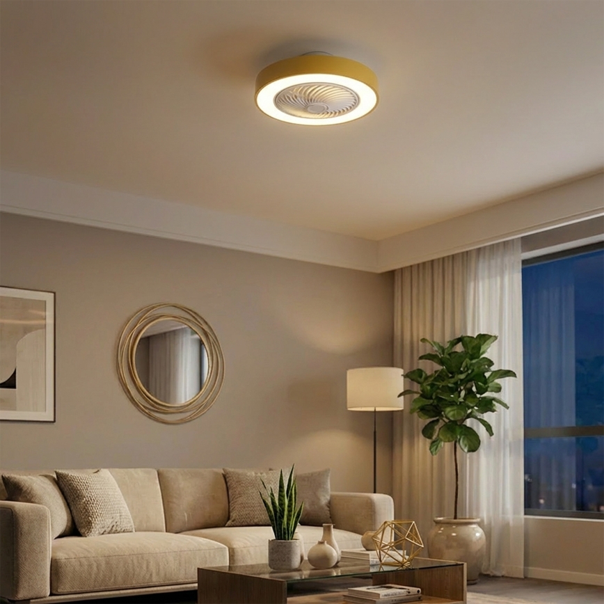 Brilagi - Lámpara de techo LED regulable con ventilador LED/38W/230V 3000-6500K Ø 50 cm dorada + mando a distancia