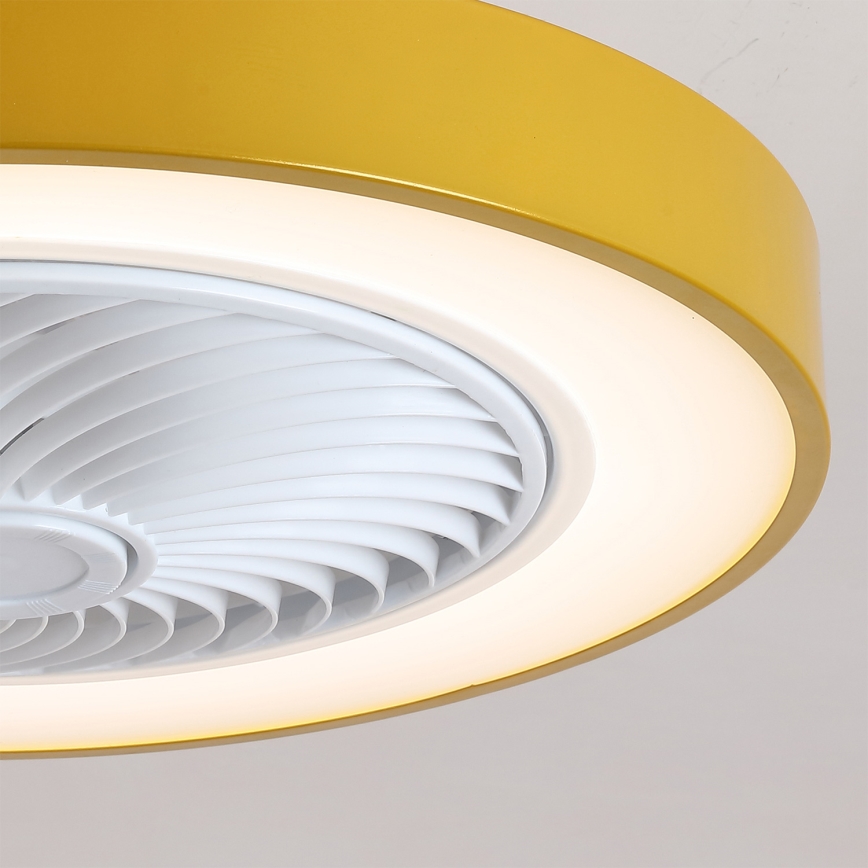 Brilagi - Lámpara de techo LED regulable con ventilador LED/38W/230V 3000-6500K Ø 50 cm dorada + mando a distancia