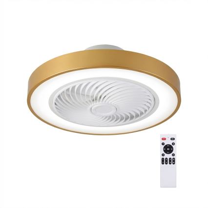 Brilagi - Lámpara de techo LED regulable con ventilador LED/38W/230V 3000-6500K Ø 50 cm dorada + mando a distancia