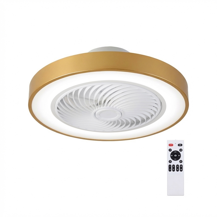 Brilagi - Lámpara de techo LED regulable con ventilador LED/38W/230V 3000-6500K Ø 50 cm dorada + mando a distancia