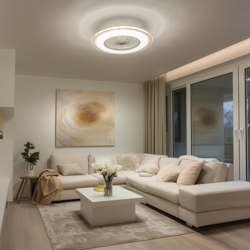 Brilagi - Lámpara LED regulable con ventilador RONDA LED/48W/230V 3000-6000K blanca + mando a distancia