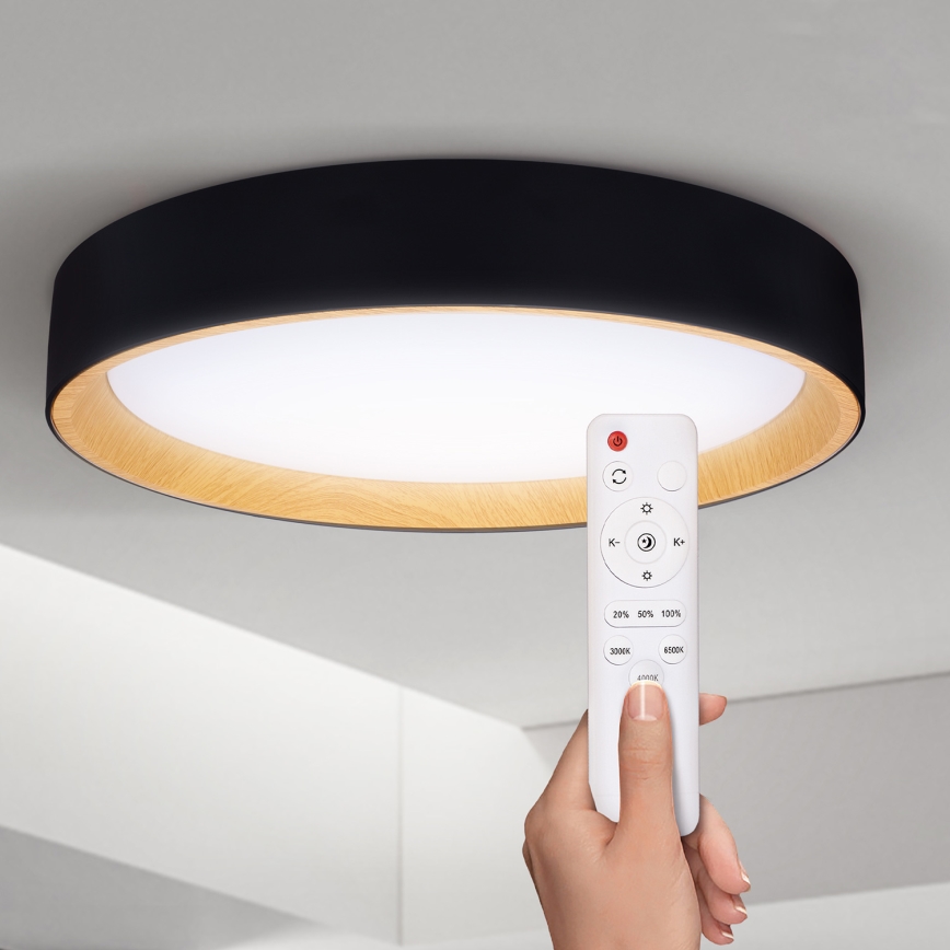 Brilagi - Plafón LED regulable LARIOS LED/48W/230V 3000-6500K ø 39 cm negro + control remoto