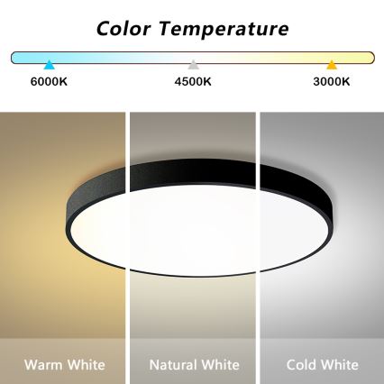 Brilagi - Plafón LED regulable POOL SMART LED/100W/230V 3000-6000 K Ø 80 cm Wi‑Fi Tuya negro + control remoto