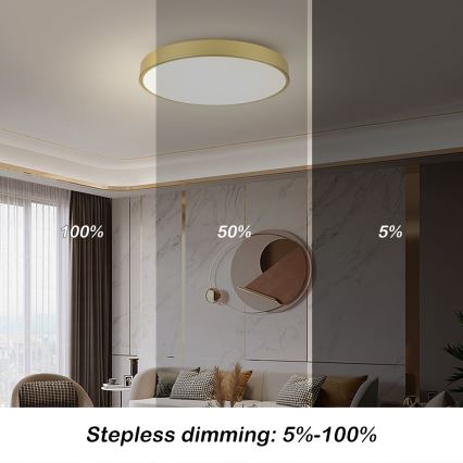 Brilagi - Luminaria de techo LED regulable POOL SMART LED/100W/230V 3000-6000K 80 cm dorado Wi-Fi Tuya + mando a distancia