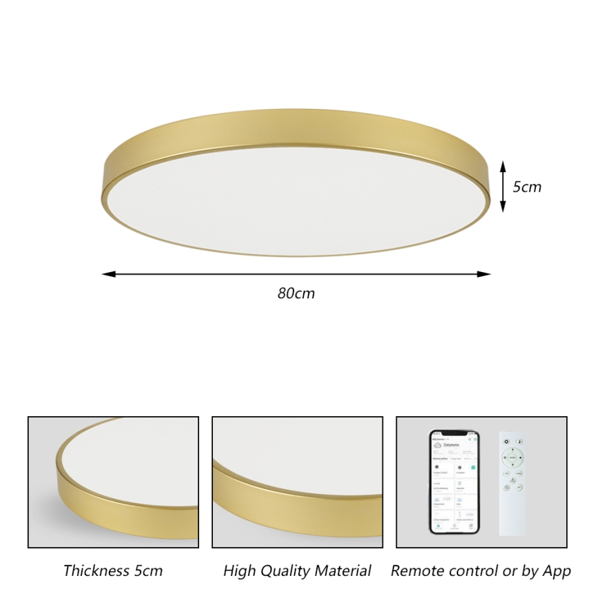 Brilagi - Luminaria de techo LED regulable POOL SMART LED/100W/230V 3000-6000K 80 cm dorado Wi-Fi Tuya + mando a distancia