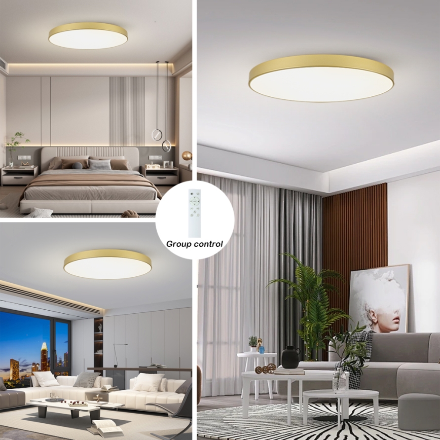 Brilagi - Luminaria de techo LED regulable POOL SMART LED/180W/230V 3000-6000K 120 cm dorada Wi-Fi Tuya + mando a distancia