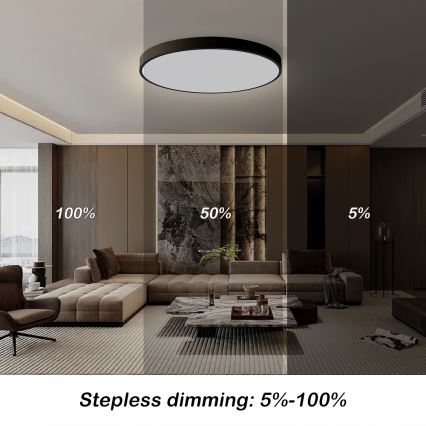 Brilagi - Luminaria de techo LED regulable POOL SMART LED/180W/230V 3000-6000K Ø 120 cm Wi-Fi Tuya negra + mando a distancia