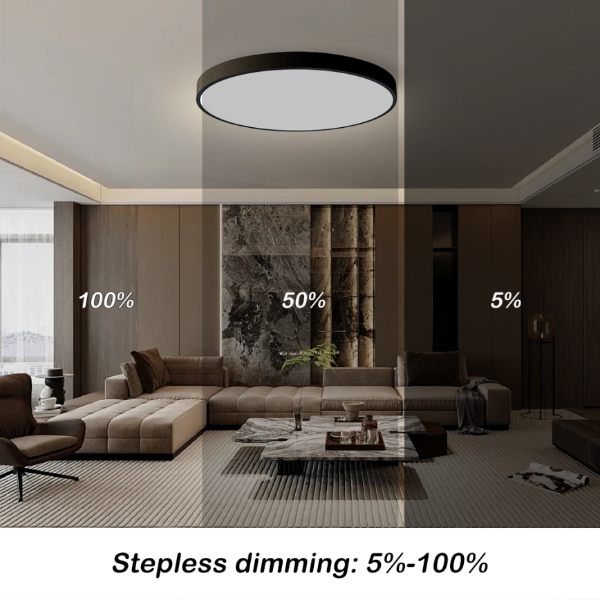 Brilagi - Luminaria de techo LED regulable POOL SMART LED/180W/230V 3000-6000K Ø 120 cm Wi-Fi Tuya negra + mando a distancia