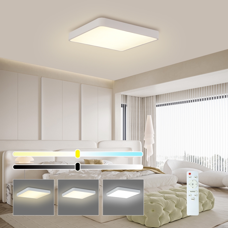 Brilagi - Lámpara de techo LED regulable POOL SQUARE LED/36W/230V 3000-6000K 40x40 cm blanca + mando a distancia