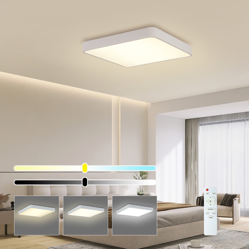 Brilagi - Lámpara de techo LED regulable POOL SQUARE LED/48W/230V 3000-6000K 50x50 cm blanca + mando a distancia