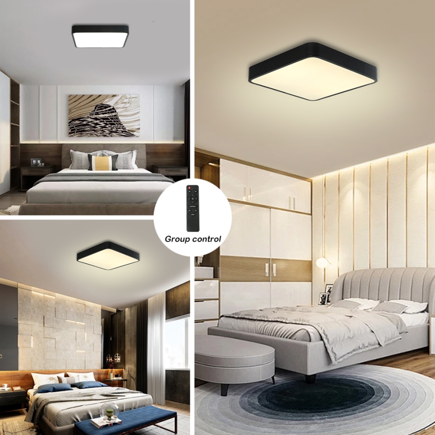 Brilagi - Lámpara de techo LED regulable POOL SQUARE LED/48W/230V 3000-6000K 50x50 cm negra + mando a distancia