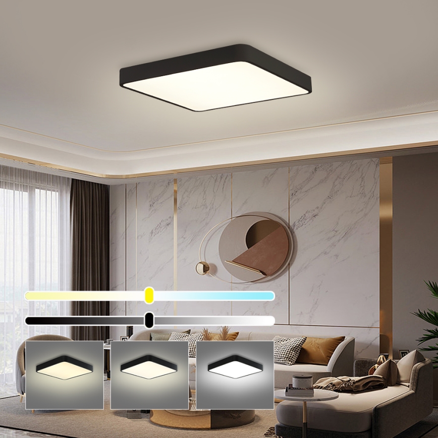 Brilagi - Lámpara de techo LED regulable POOL SQUARE LED/48W/230V 3000-6000K 50x50 cm negra + mando a distancia