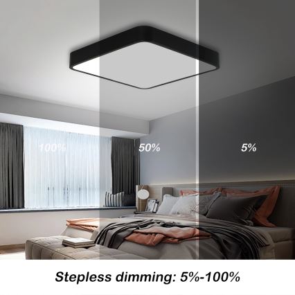 Brilagi - Lámpara de techo LED regulable POOL SQUARE LED/48W/230V 3000-6000K 50x50 cm negra + mando a distancia