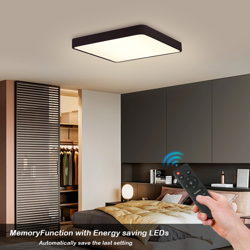 Brilagi - Lámpara de techo LED regulable POOL SQUARE LED/48W/230V 3000-6000K 50x50 cm negra + mando a distancia