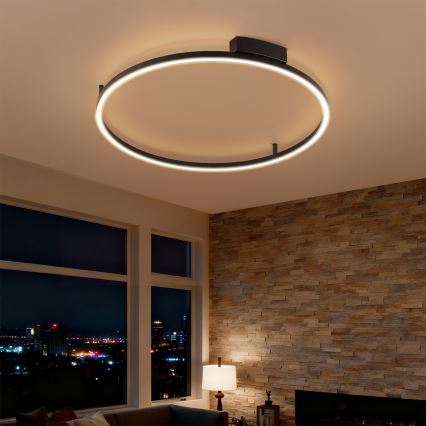 Brilagi - Luminaria de techo LED regulable PORTOFINO LED/60W/230V 3000-6000K diámetro 80 cm negra + mando a distancia