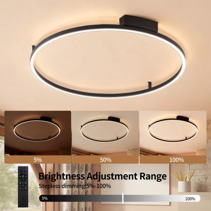 Brilagi - Luminaria de techo LED regulable PORTOFINO LED/60W/230V 3000-6000K diámetro 80 cm negra + mando a distancia