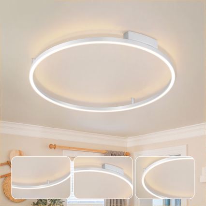 Brilagi - Lámpara de techo LED regulable PORTOFINO LED/60W/230V 3000-6000K diámetro 80 cm plateada con mando a distancia