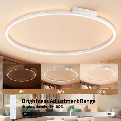 Brilagi - Luminaria de techo LED regulable PORTOFINO LED/85W/230V 3000-6000K Ø 120 cm blanca + mando a distancia